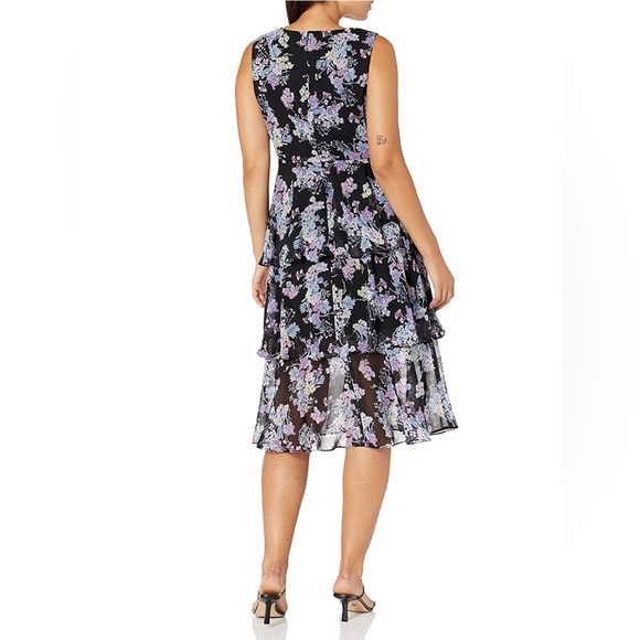 Nine West Floral Ruffle Midi Dress Size 2 - Picture 2 of 12